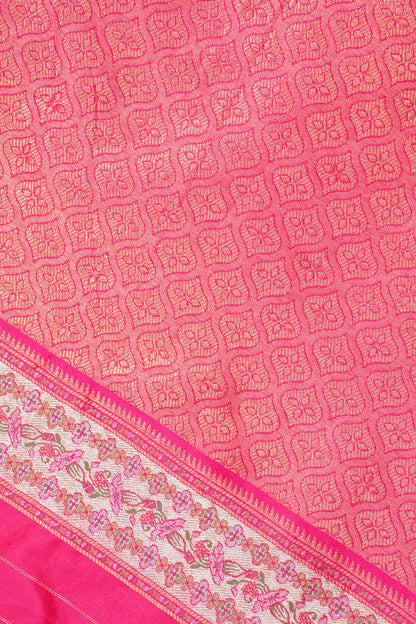 Rust Orange Brocade Banarasi Saree