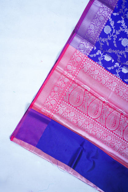 Deep Blue Banarasi Katan Alfi Jaal Saree