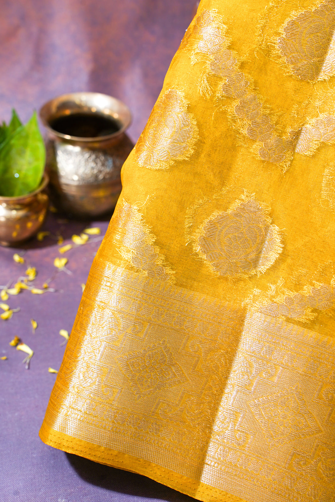 Yellow Organza Banarasi Jaal Weaving Saree
