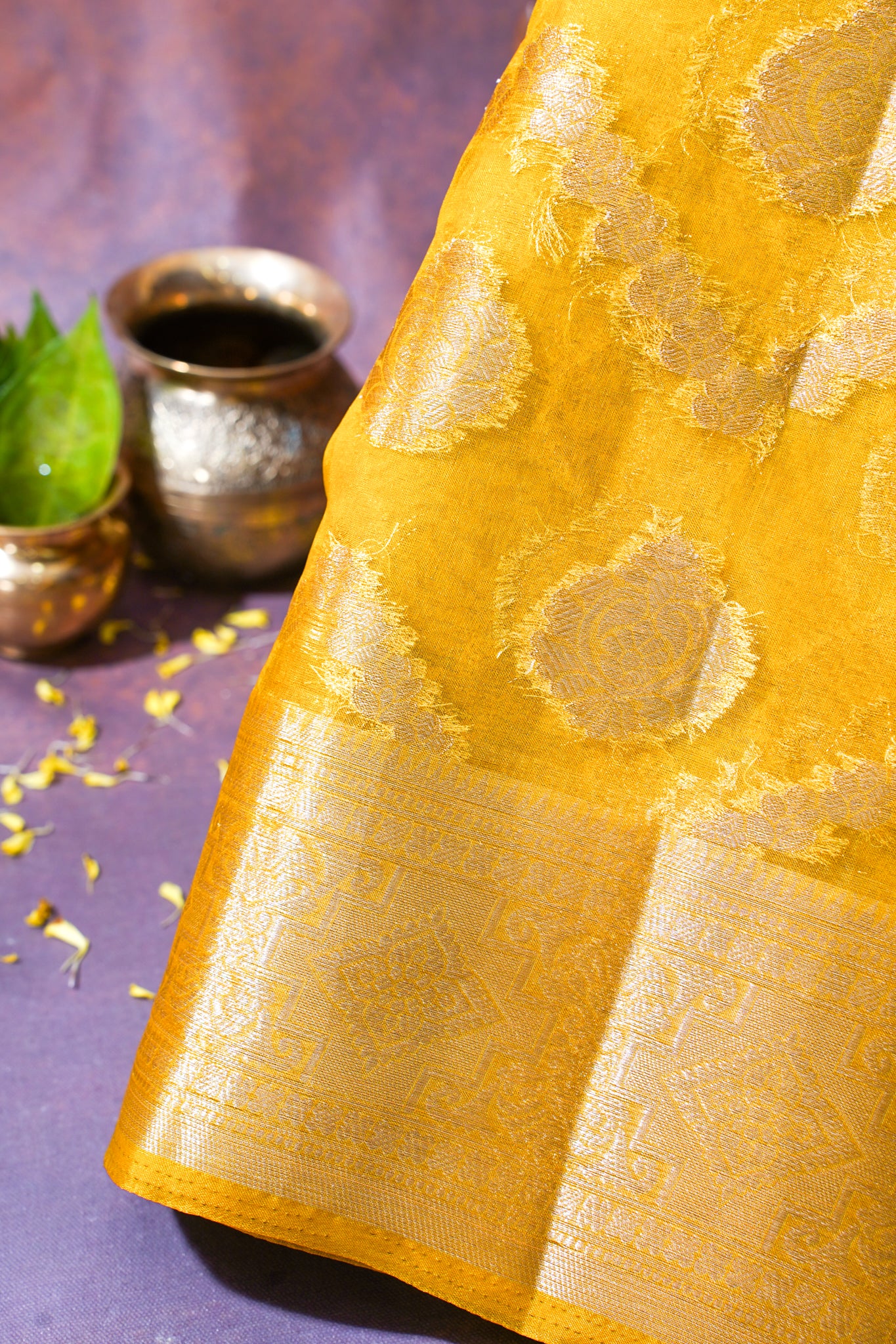 Yellow Organza Banarasi Jaal Weaving Saree
