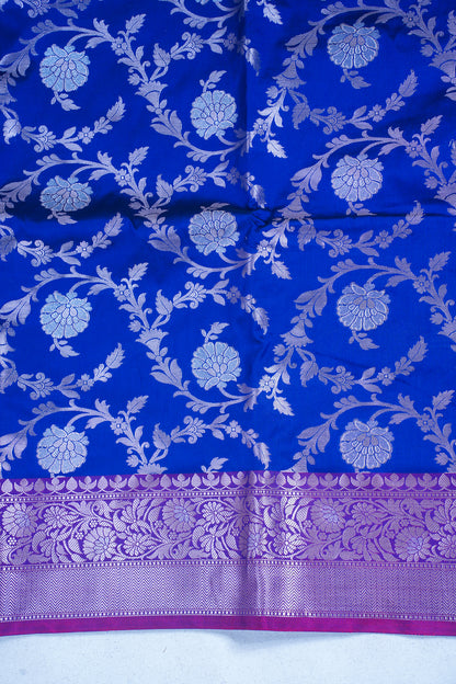 Royal Blue Banarasi Katan Alfi Jaal Saree