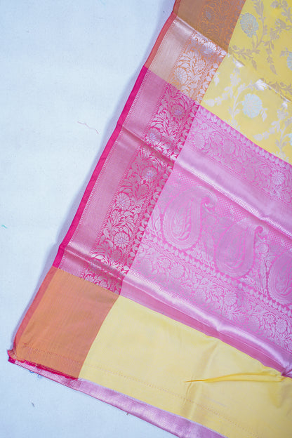 Yellow Banarasi Katan Alfi Jaal Saree