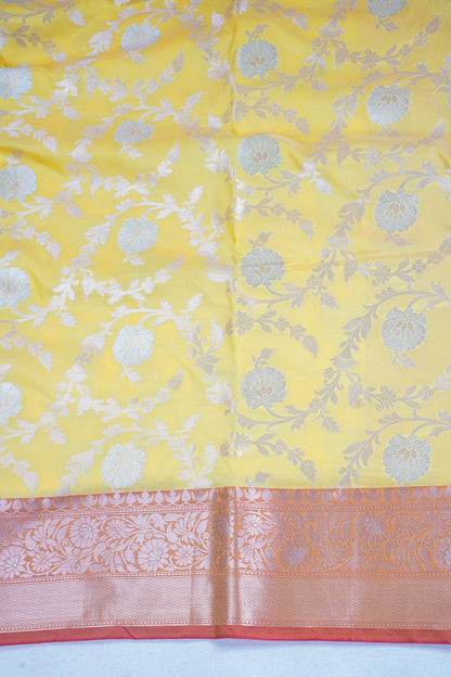 Yellow Banarasi Katan Alfi Jaal Saree