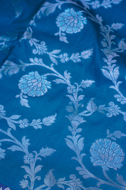 Teal Blue Banarasi Katan Alfi Jaal Saree