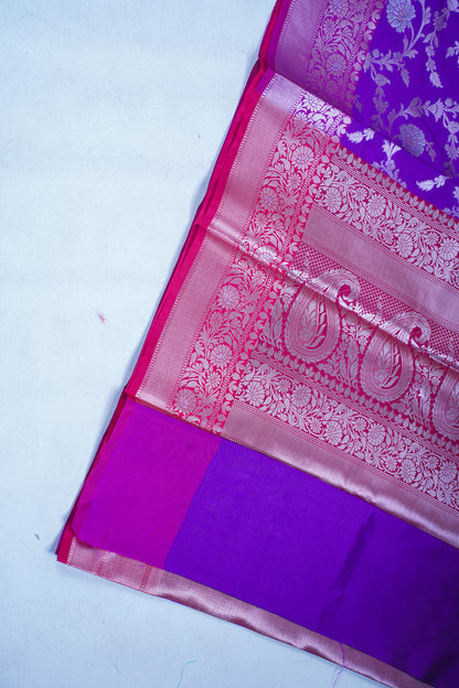 Purple Banarasi Katan Alfi Jaal Saree