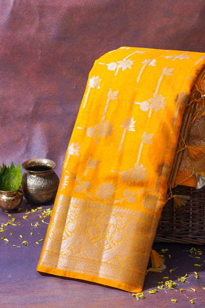 Sunshine Yellow Warm Silk Banarasi Buta Saree