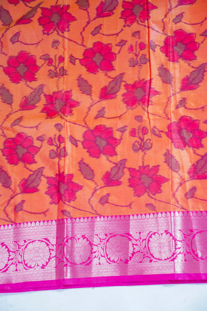 Orange Banarasi Pothampalli Saree