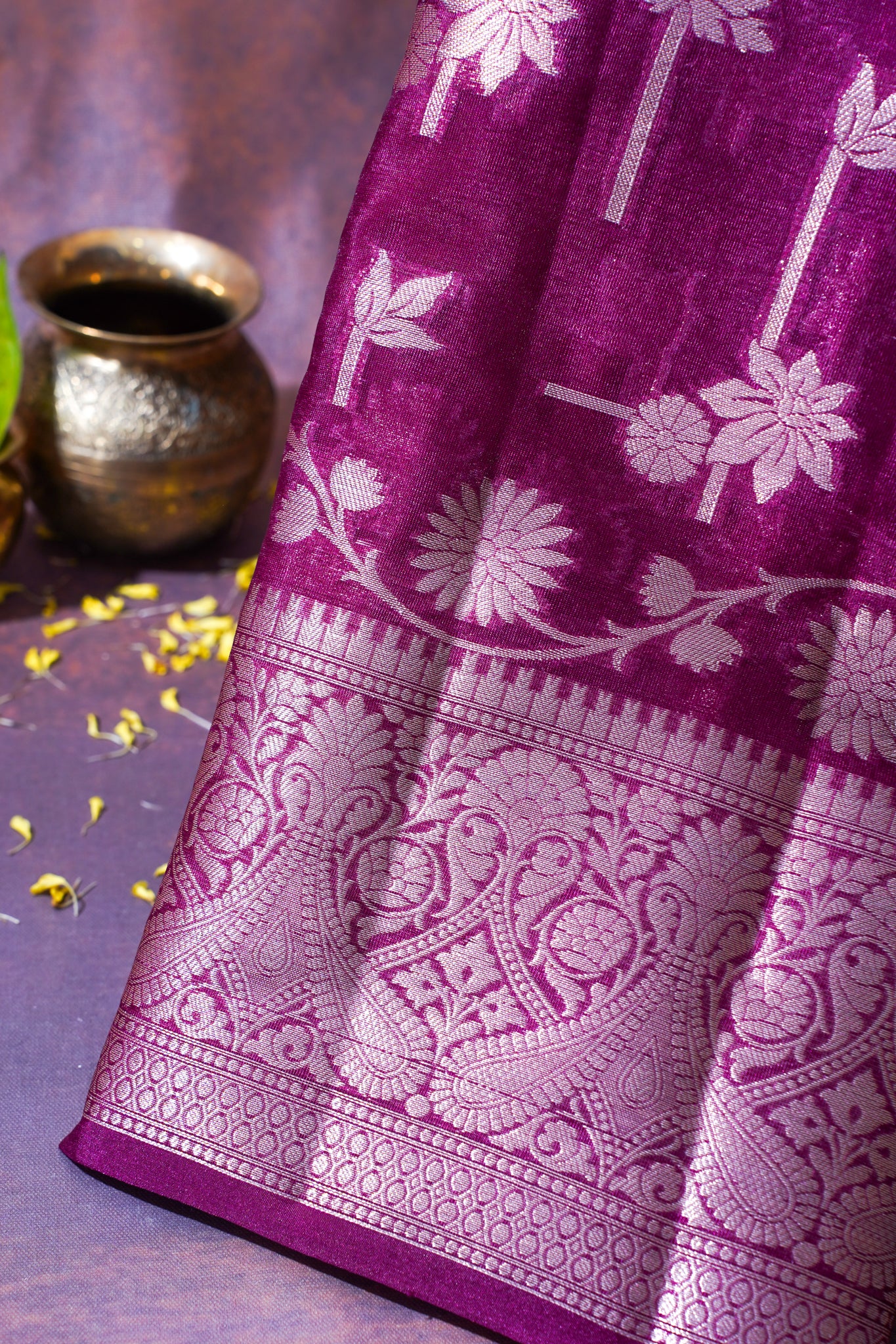 Magenta Purple Warm Silk Banarasi Buta Saree