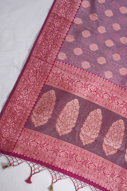 Maroon Banarasi Copper Buta Saree