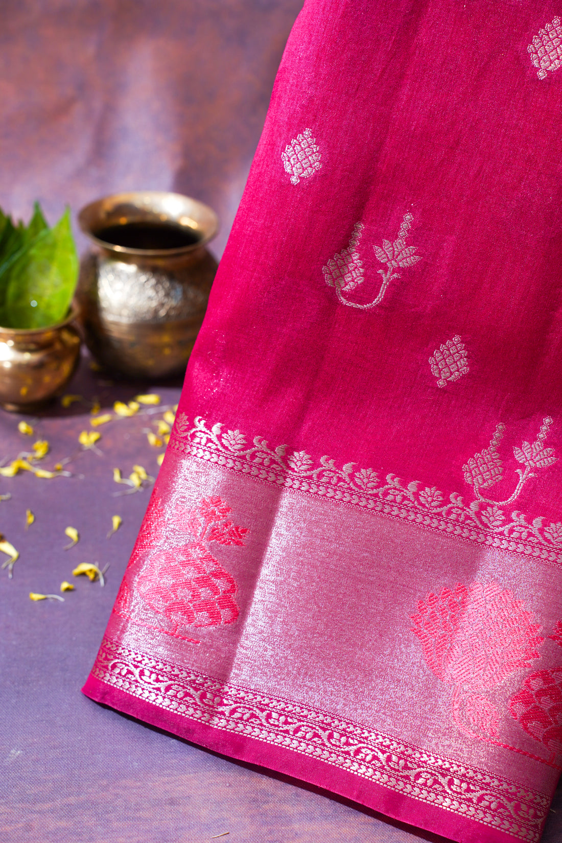 Rani Pink Warm Silk Banarasi Buta Saree