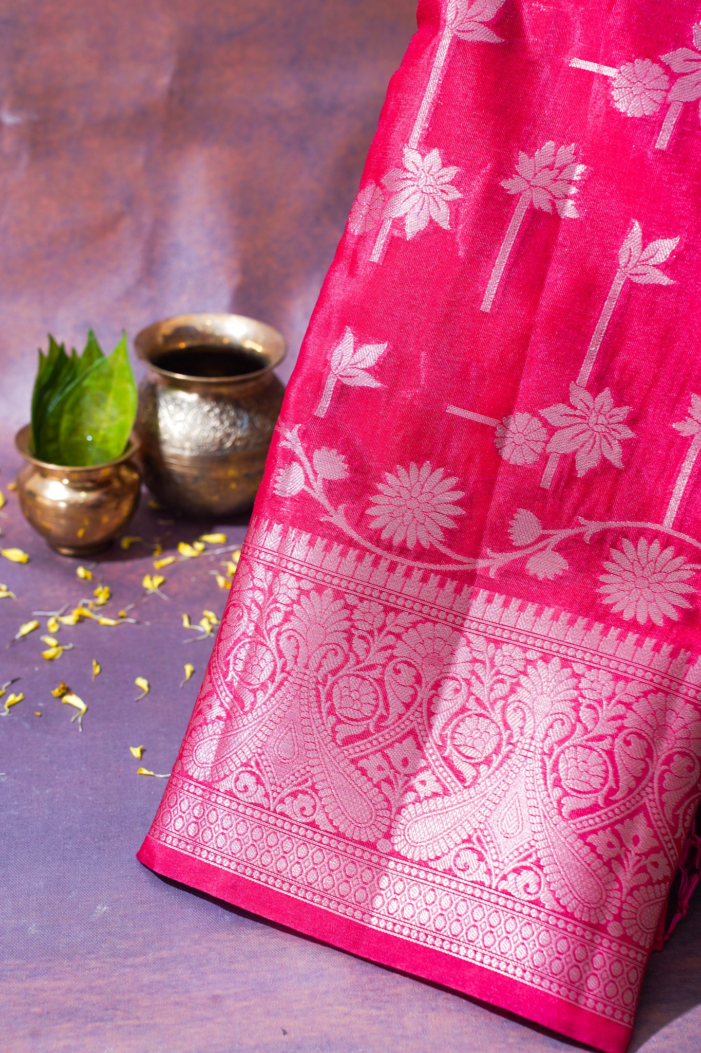 Hot Pink Warm Silk Banarasi Buta Saree