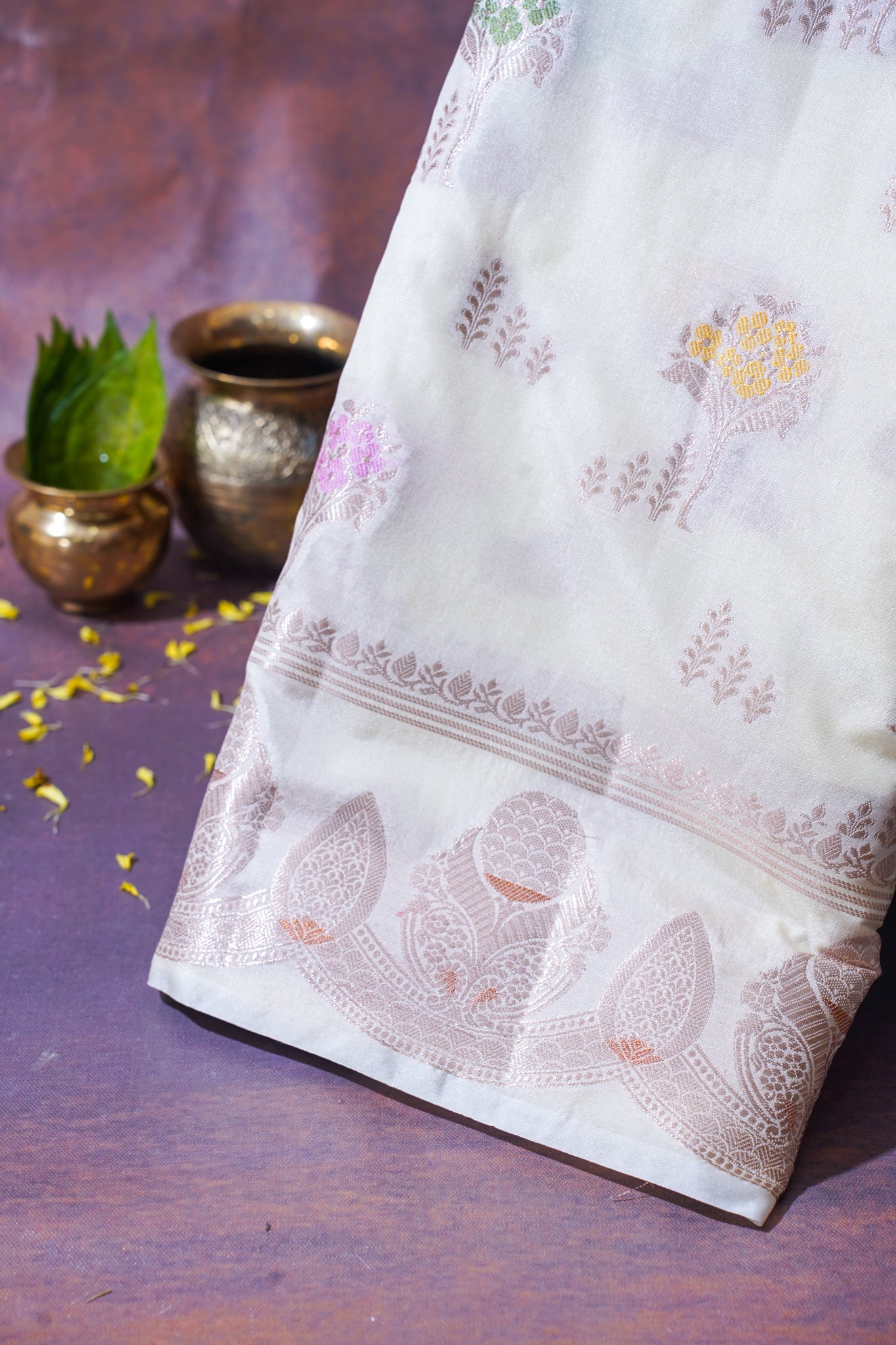 Ivory Warm Silk Banarasi Minakari Buta Saree