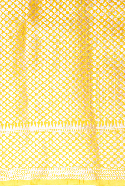 Mustard Yellow Warm Silk Banarasi Minakari Jaal Saree