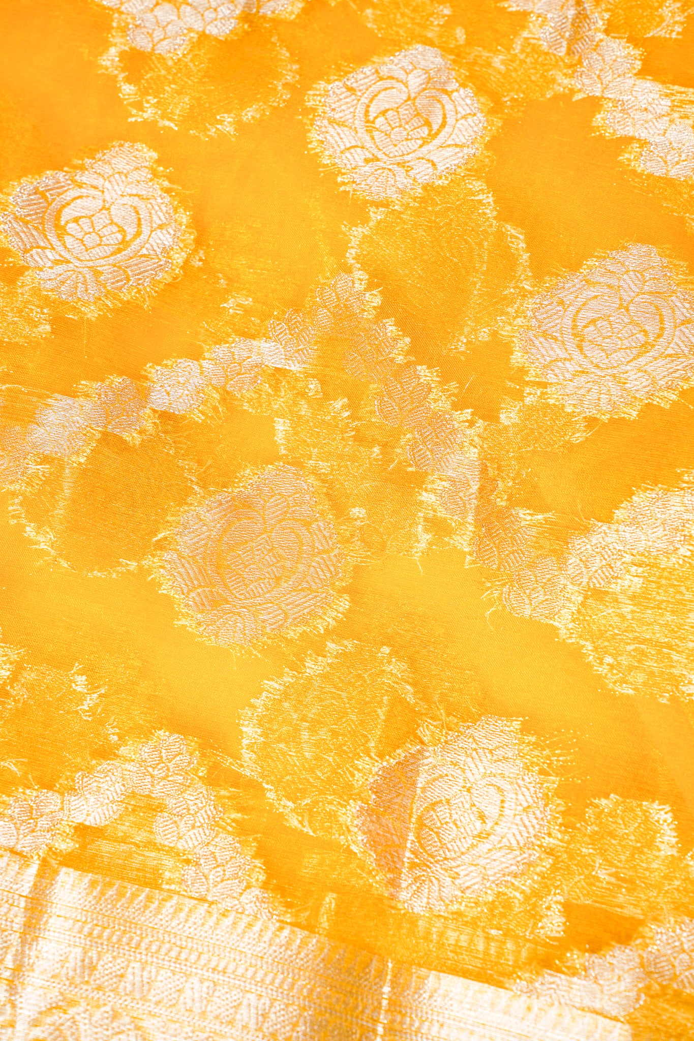 Mustard Yellow Organza Banarasi Jaal Weaving Saree