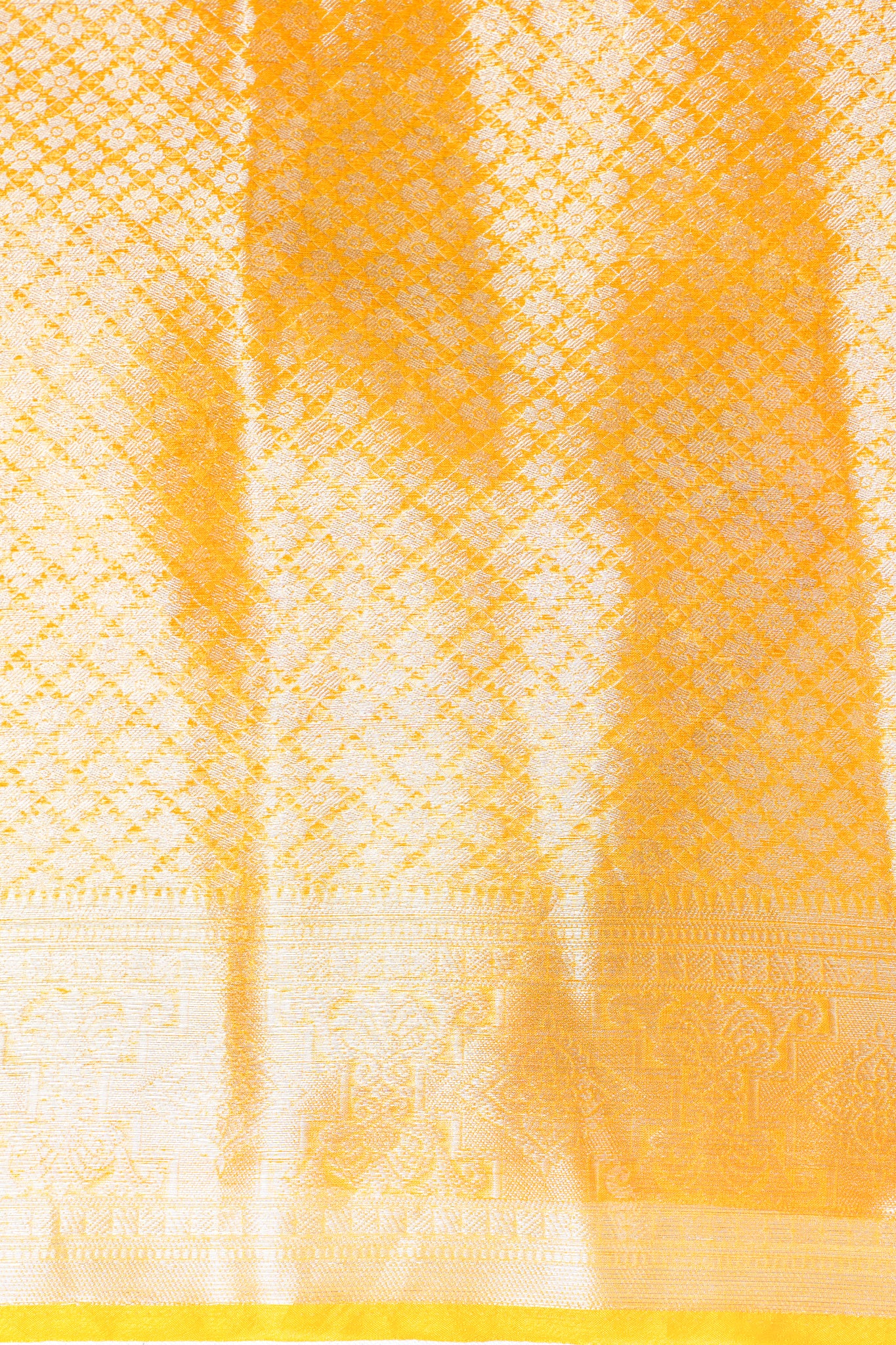 Mustard Yellow Organza Banarasi Jaal Weaving Saree