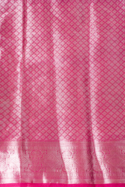 Rani Pink Organza Banarasi Jaal Weaving Saree