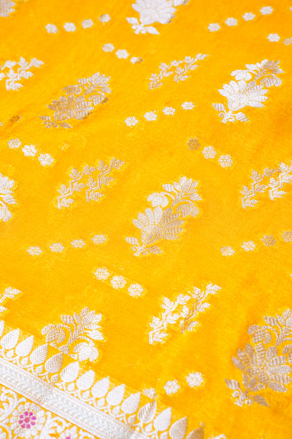 Sunshine Yellow Warm Silk Banarasi Minakari Buta Saree