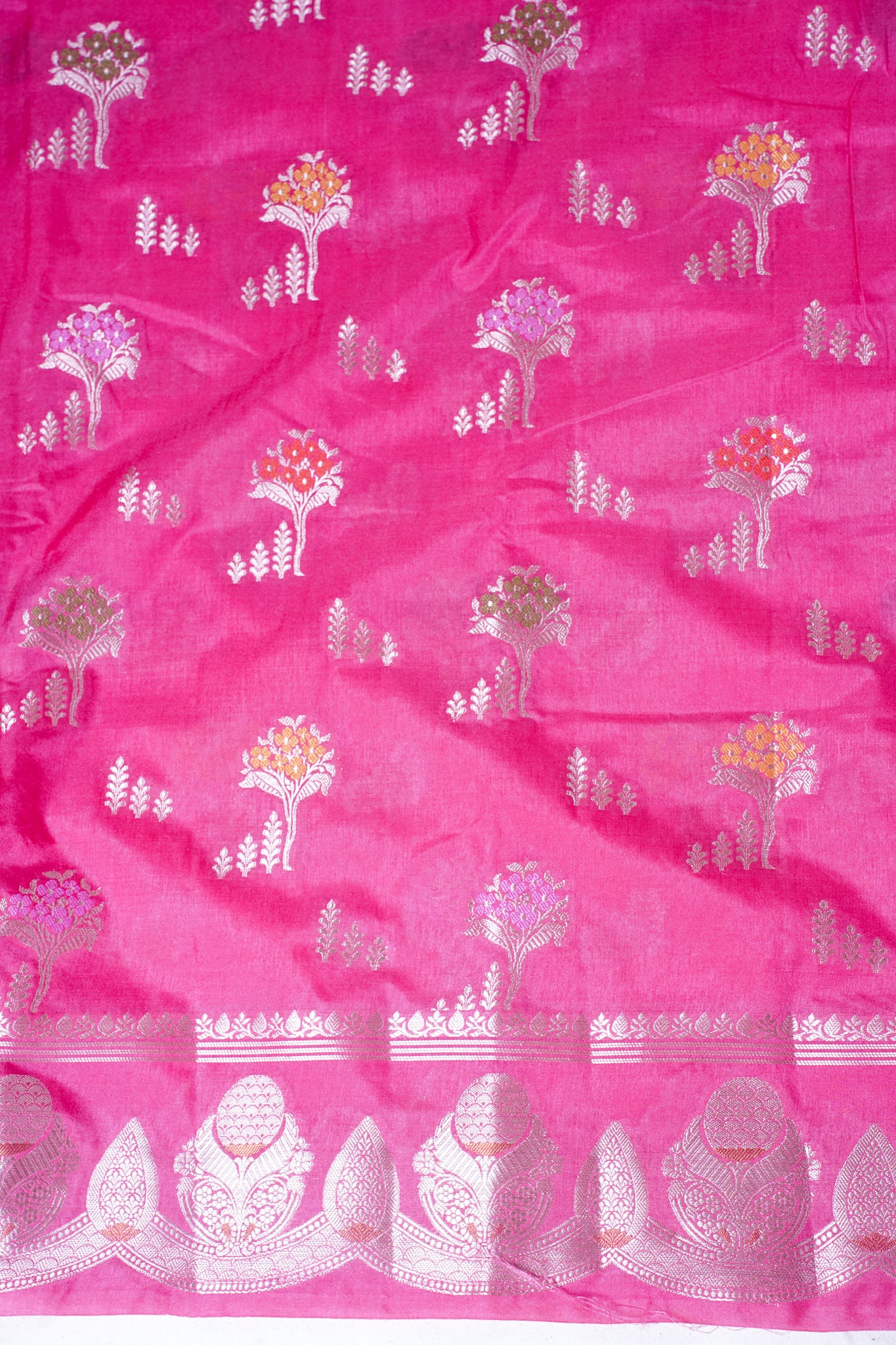 Hot Pink Warm Silk Banarasi Minakari Buta Saree