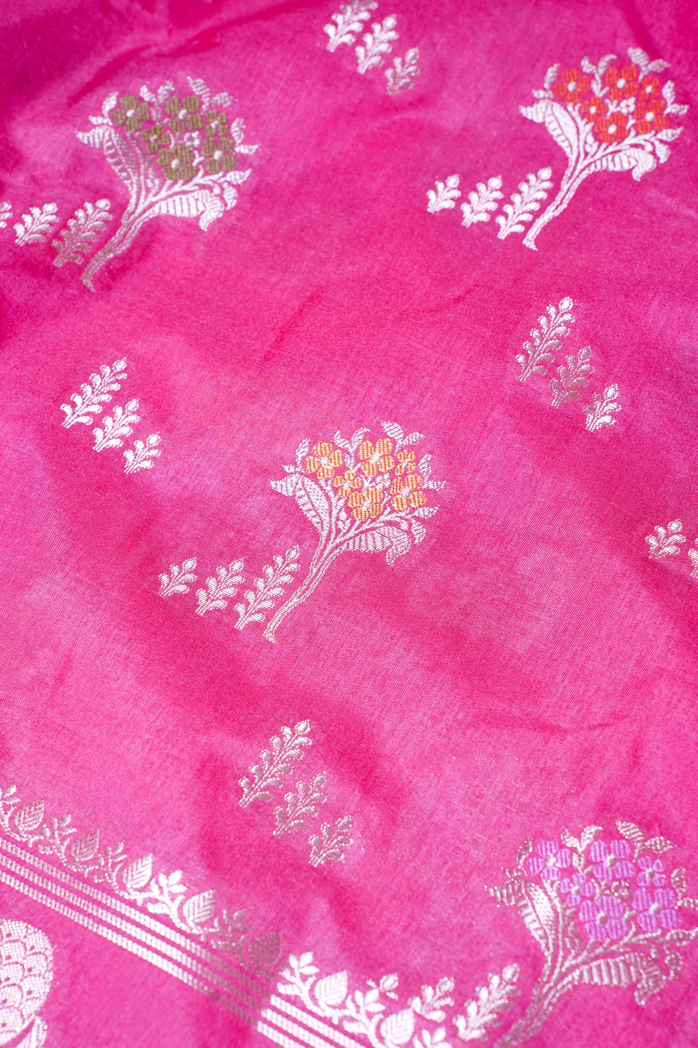 Hot Pink Warm Silk Banarasi Minakari Buta Saree