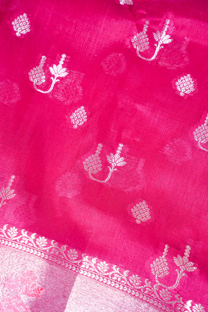 Rani Pink Warm Silk Banarasi Buta Saree