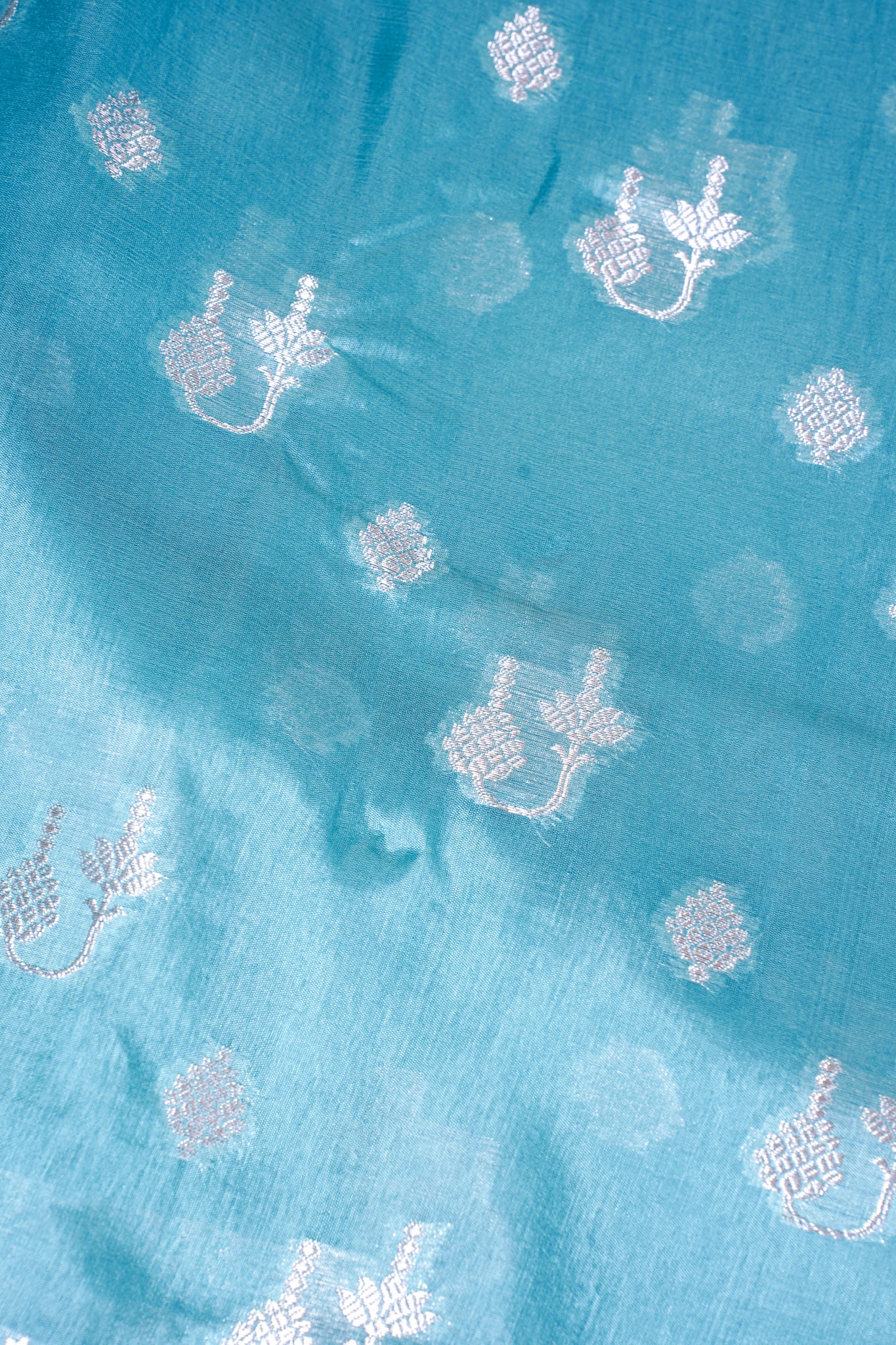 Teal Blue Warm Silk Banarasi Premium Saree