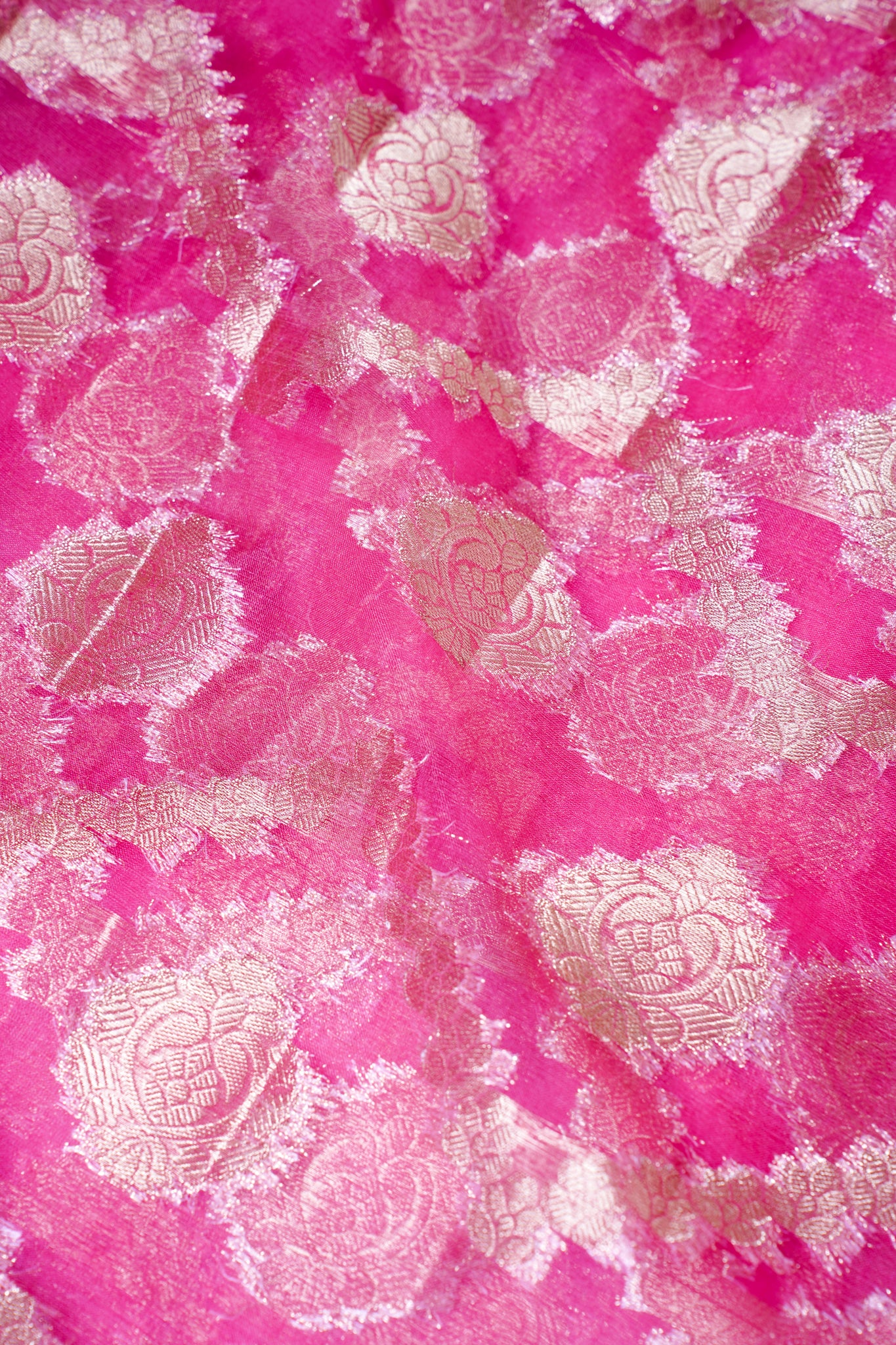 Pink Organza Banarasi Jaal Weaving Saree