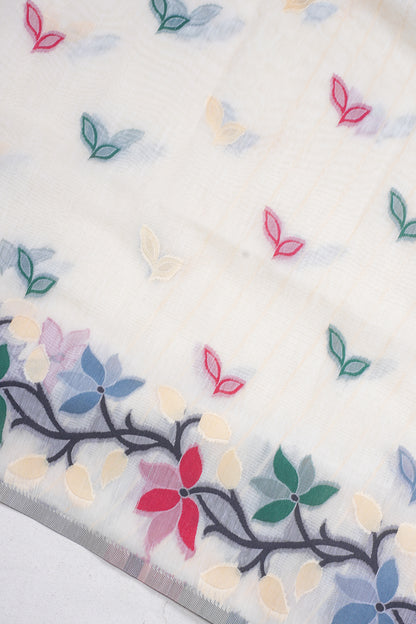 Off-White Cotton Jamdani Saree