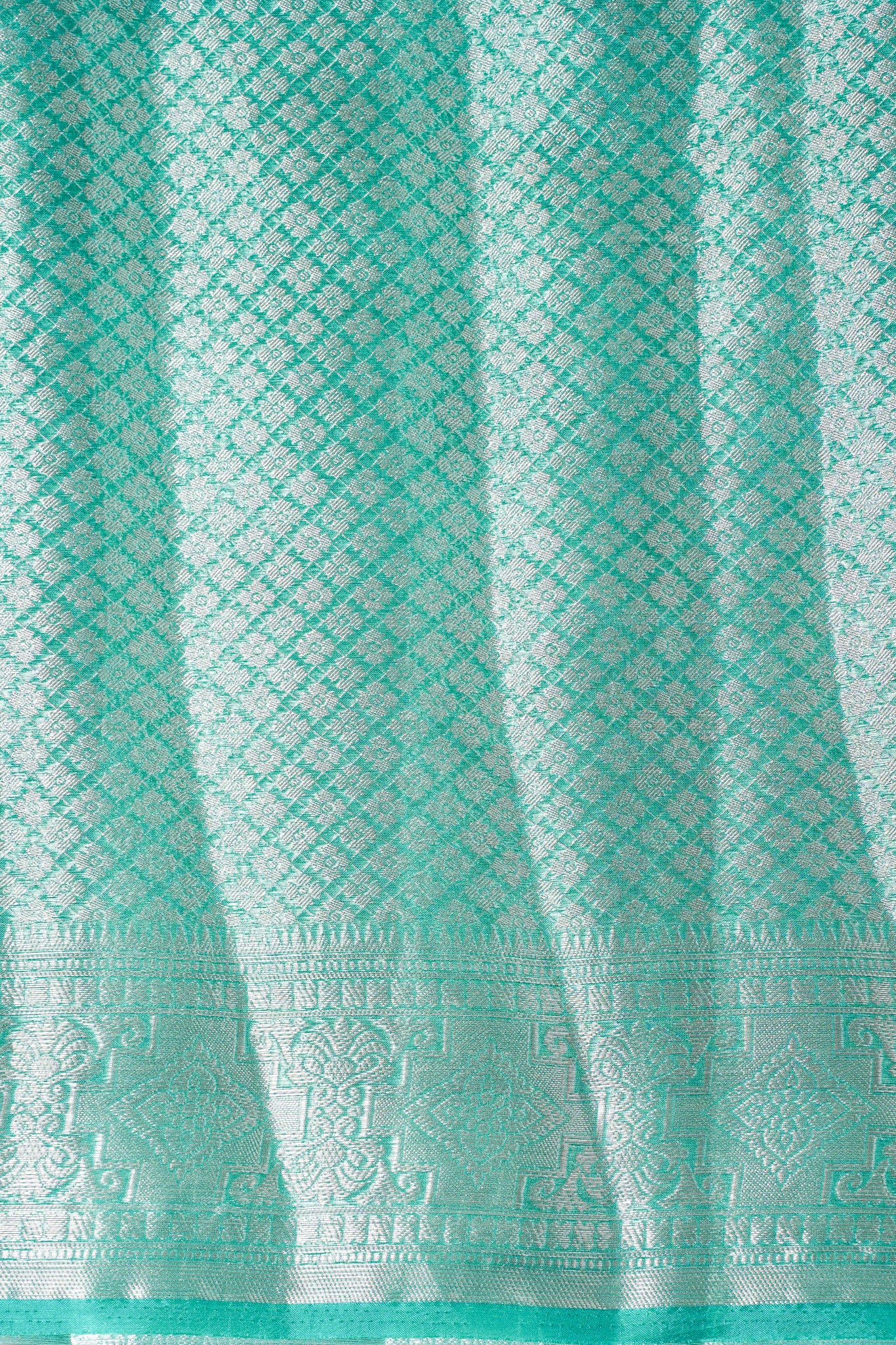 Mint Green Organza Banarasi Floral Weaving Saree