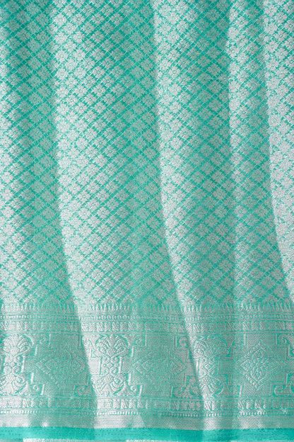 Mint Green Organza Banarasi Floral Weaving Saree