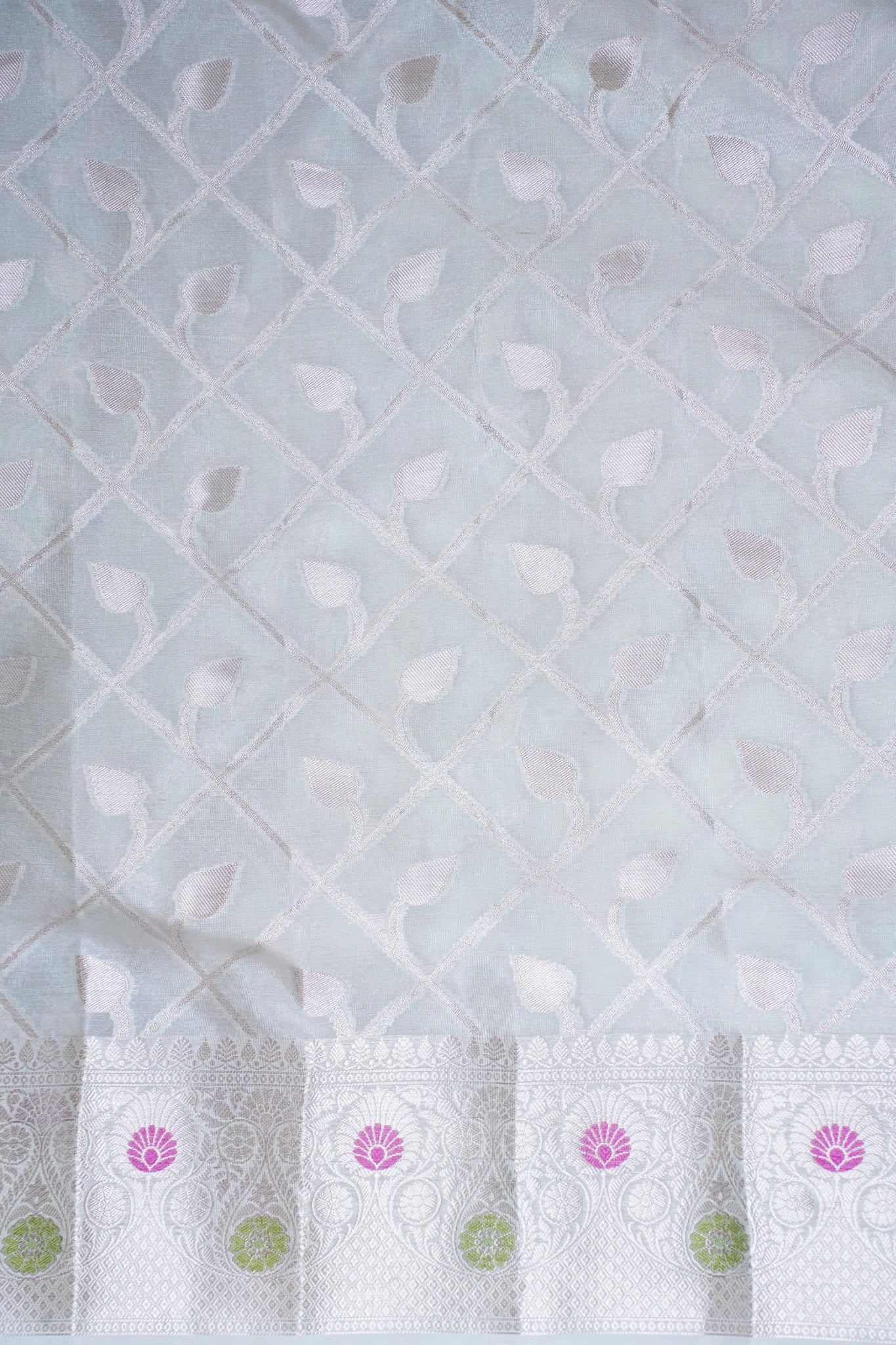 Ice Blue Warm Silk Banarasi Minakari Jaal Saree