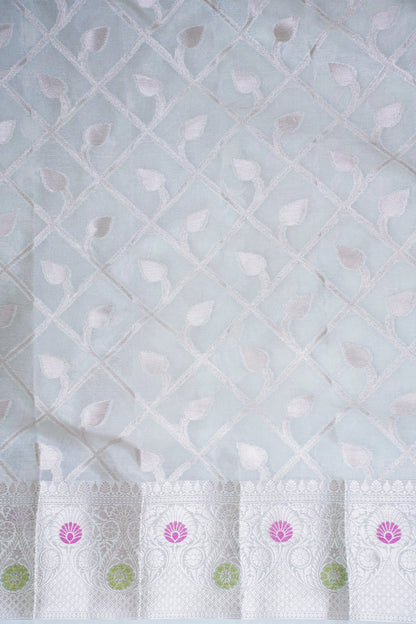 Ice Blue Warm Silk Banarasi Minakari Jaal Saree