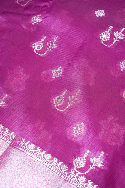 Rosy Pink Warm Silk Banarasi Buta Saree