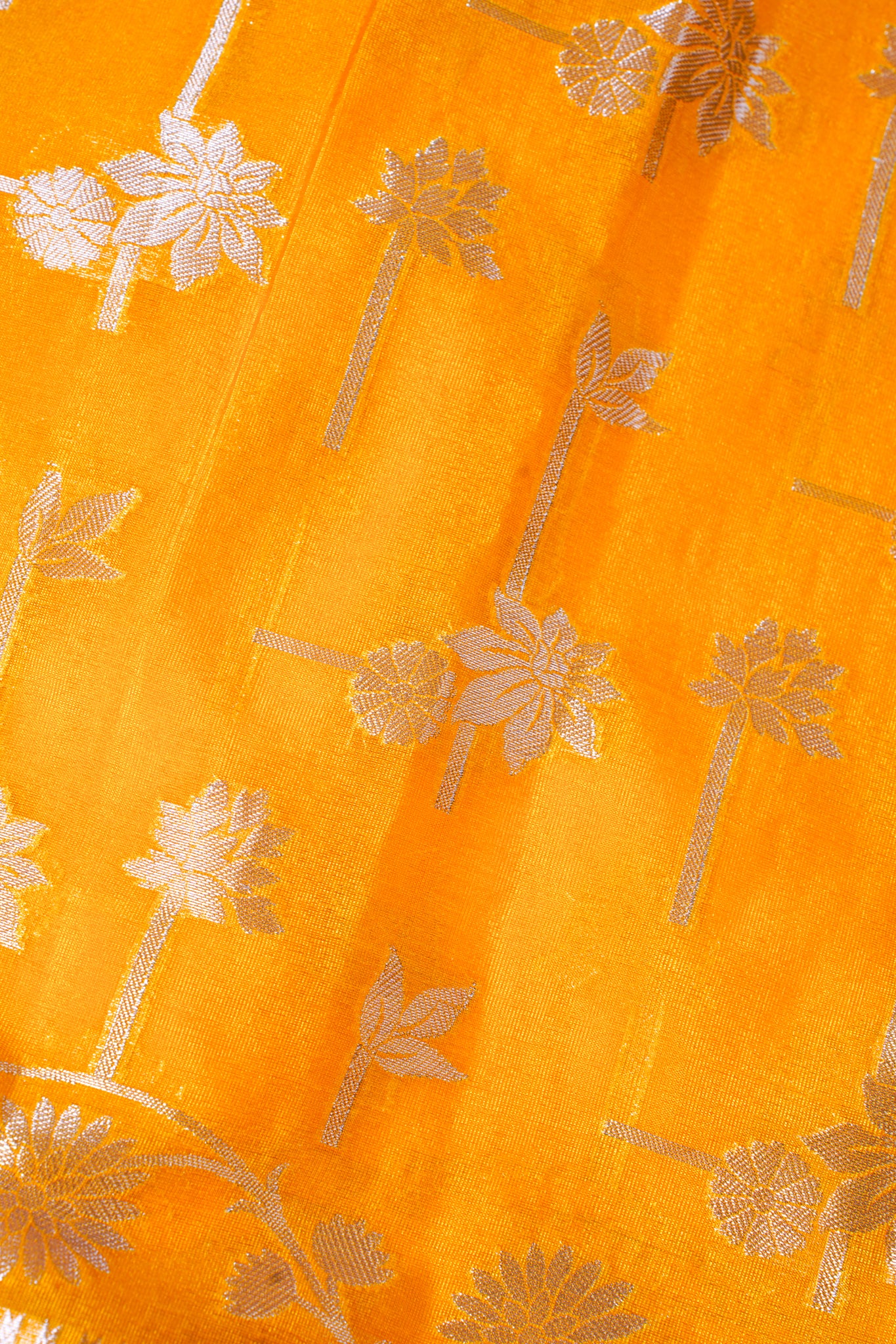 Yellow Organza Banarasi Floral Weaving Saree