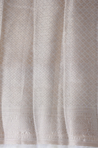 Ivory Organza Banarasi Jaal Weaving Saree