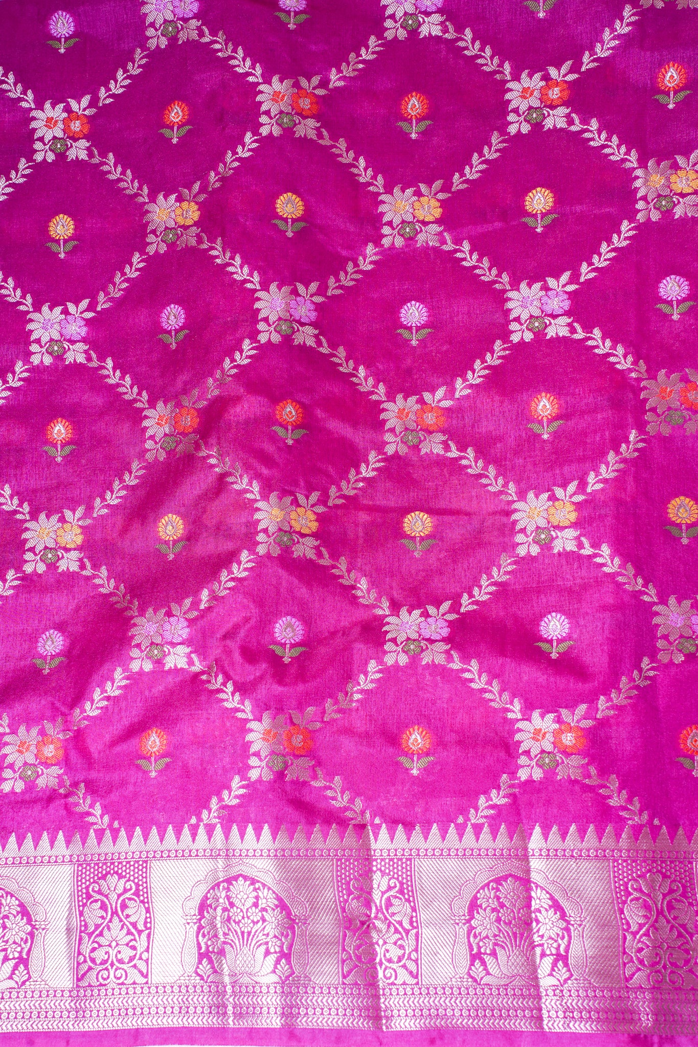 Fuchsia Pink Warm Silk Banarasi Minakari Jaal Saree