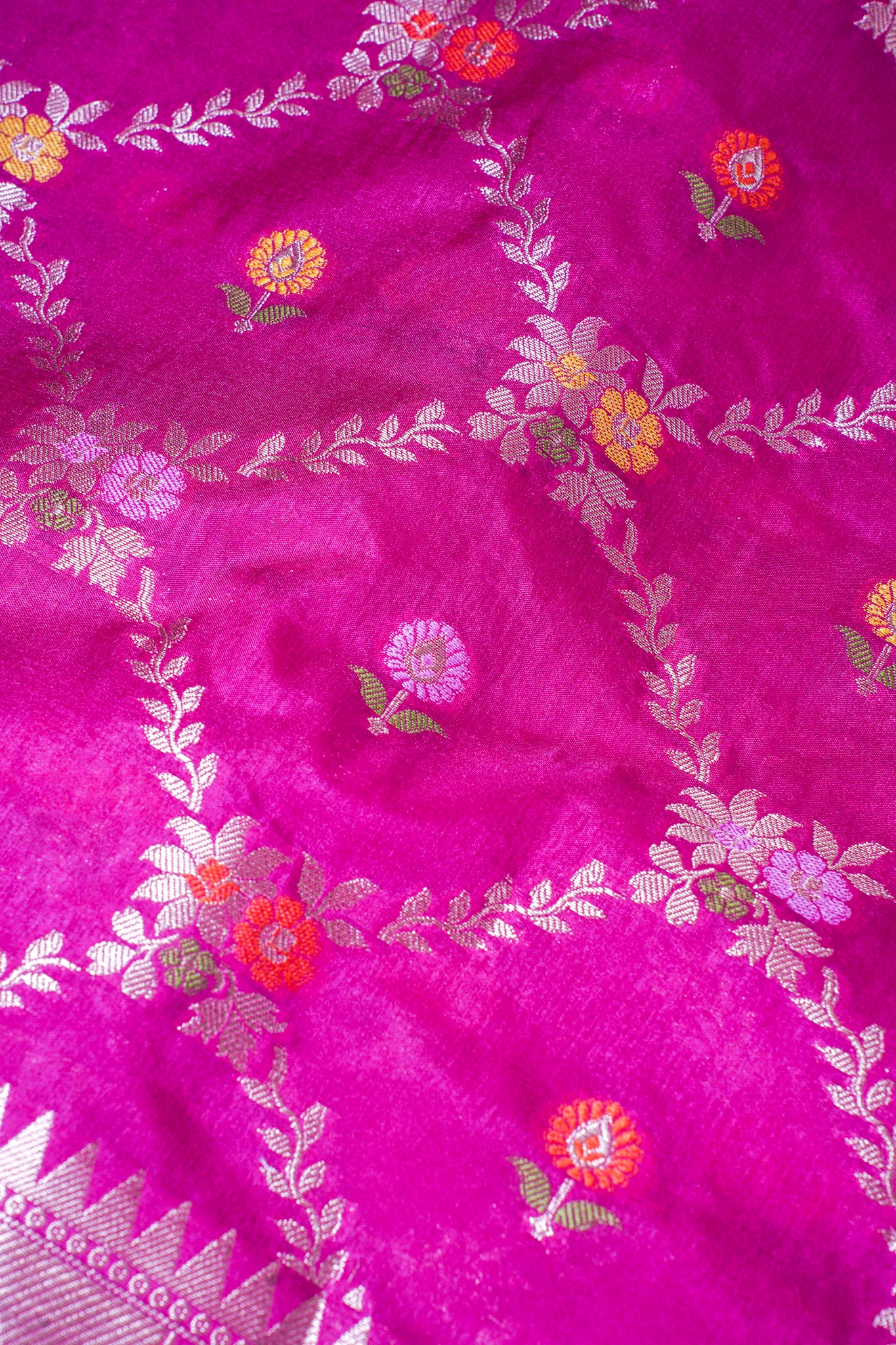 Fuchsia Pink Warm Silk Banarasi Minakari Jaal Saree