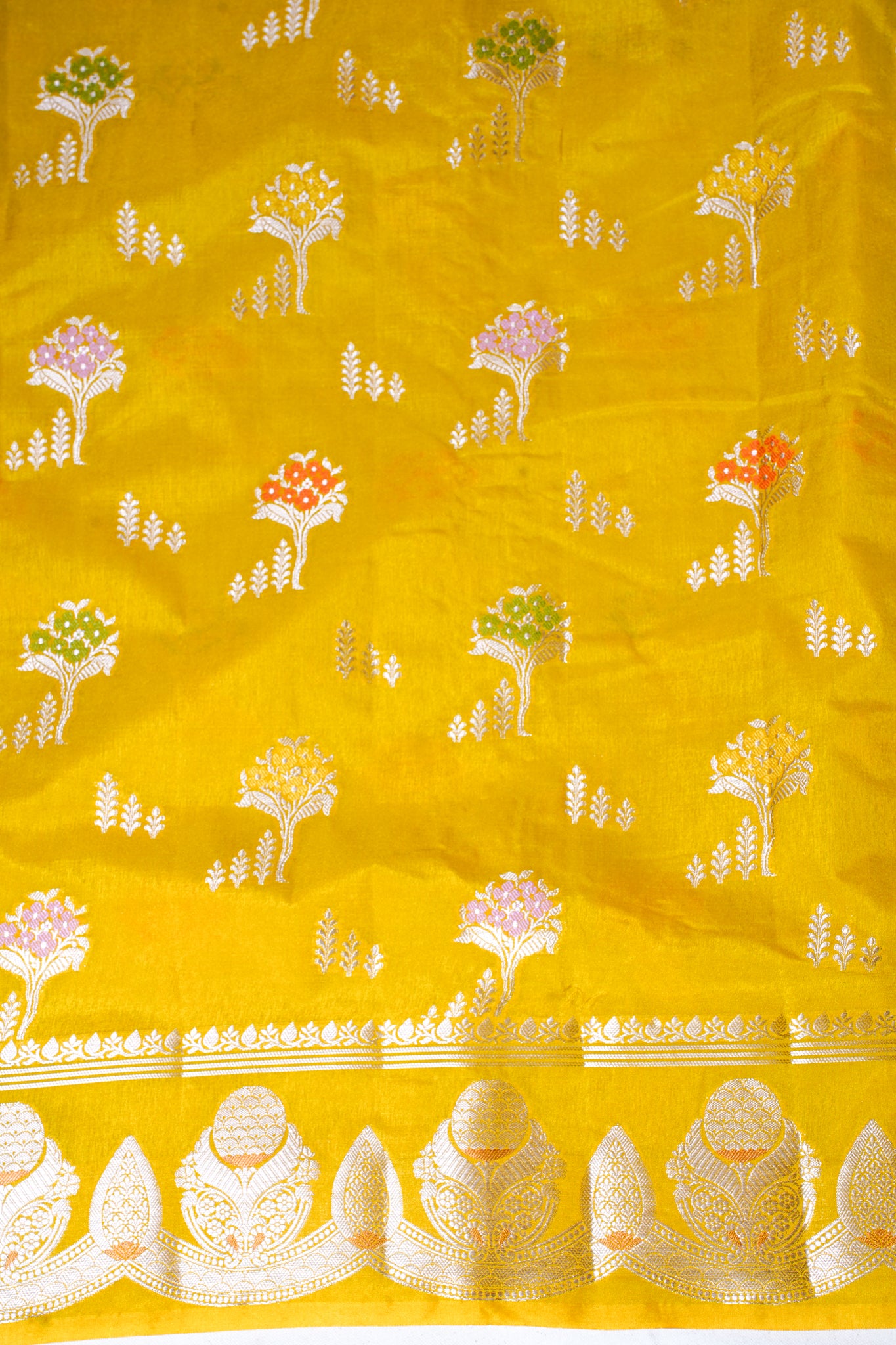 Yellow Warm Silk Banarasi Minakari Buta Saree