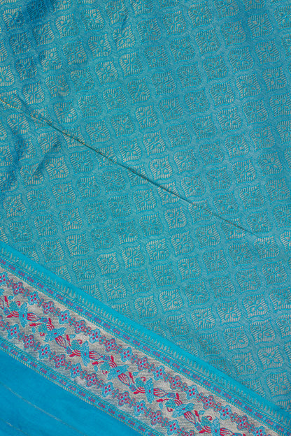 turquoise blue brocade Banarasi saree