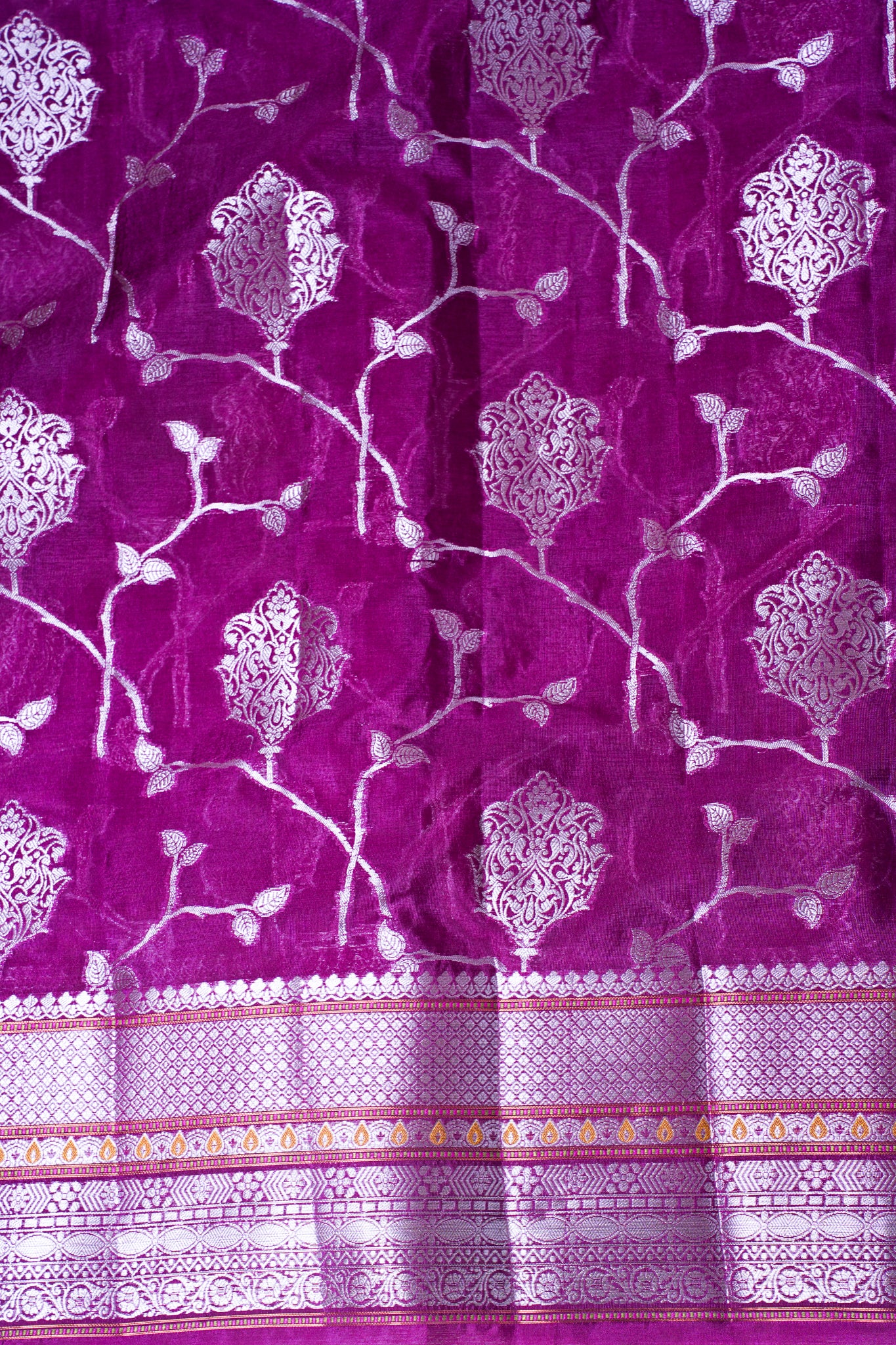 Magenta Pink Warm Silk Banarasi Jaal Saree