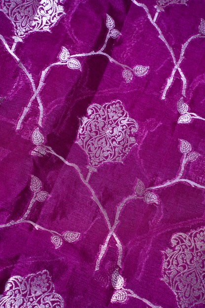 Magenta Pink Warm Silk Banarasi Jaal Saree