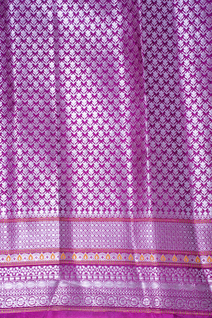 Magenta Pink Warm Silk Banarasi Jaal Saree