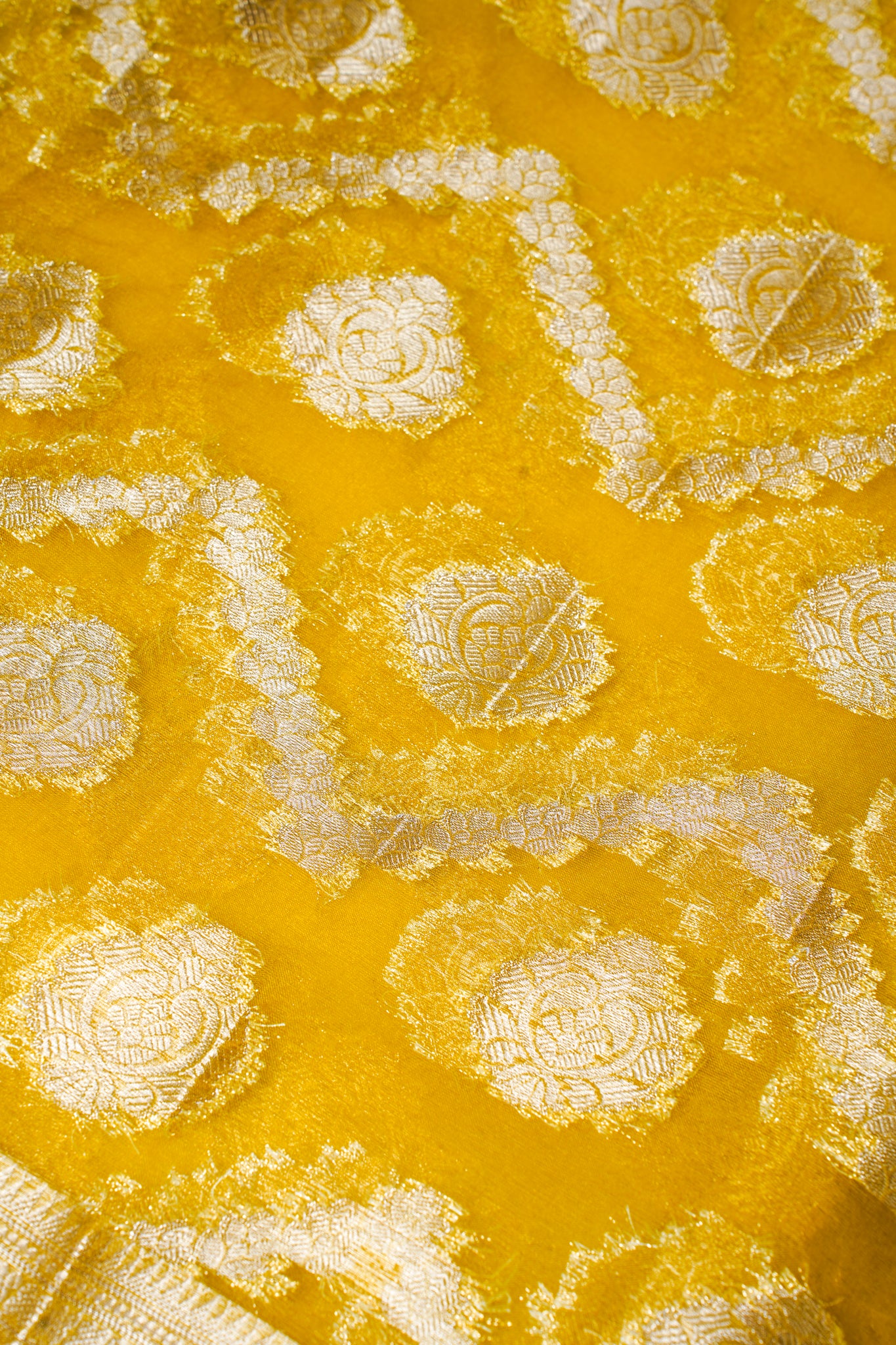 Yellow Organza Banarasi Jaal Weaving Saree