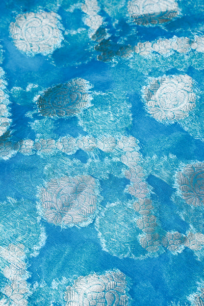 Sky Blue Organza Banarasi Jaal Weaving Saree