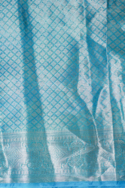 Sky Blue Organza Banarasi Jaal Weaving Saree