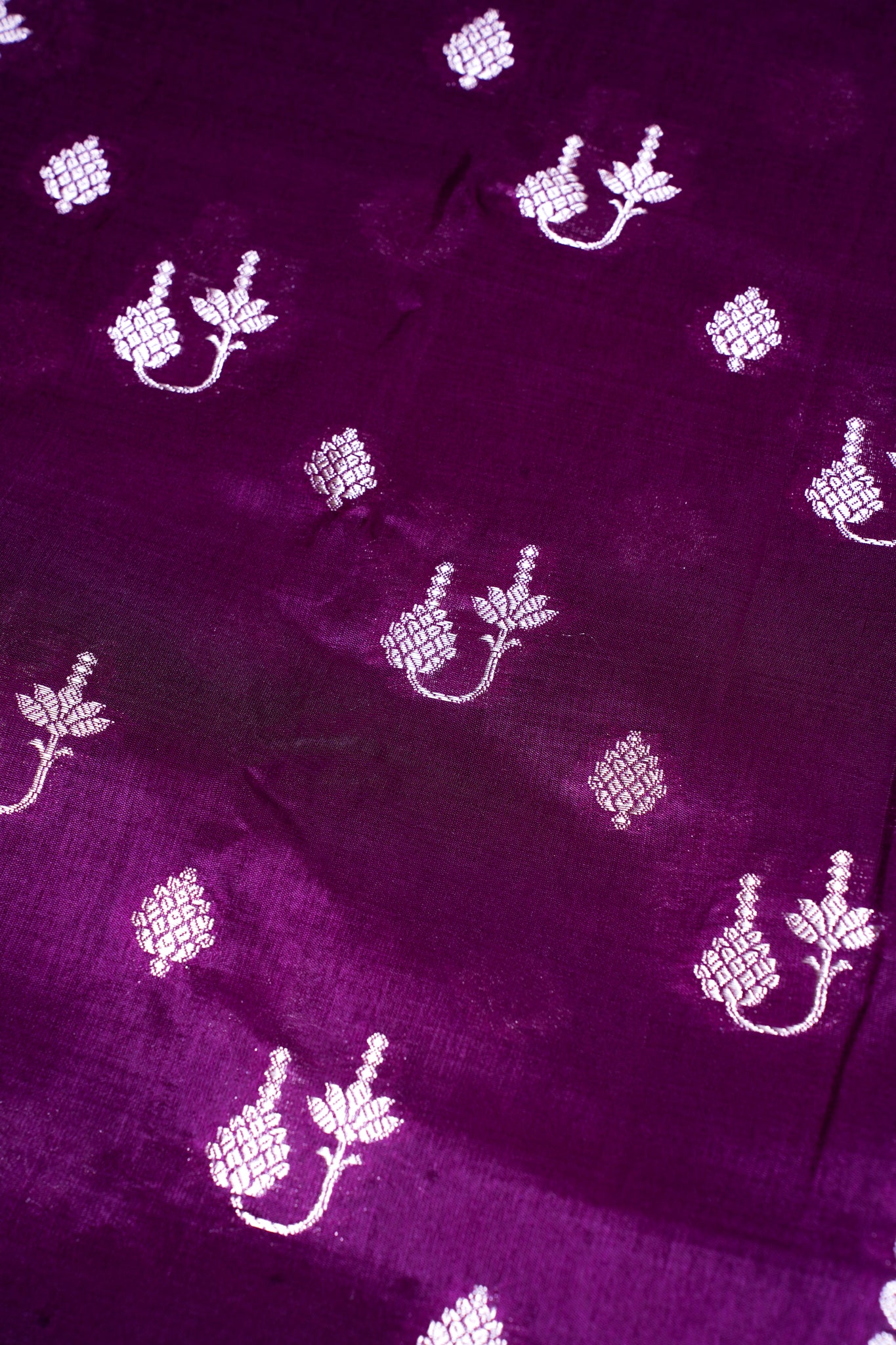 Plum Purple Warm Silk Banarasi Buta Saree