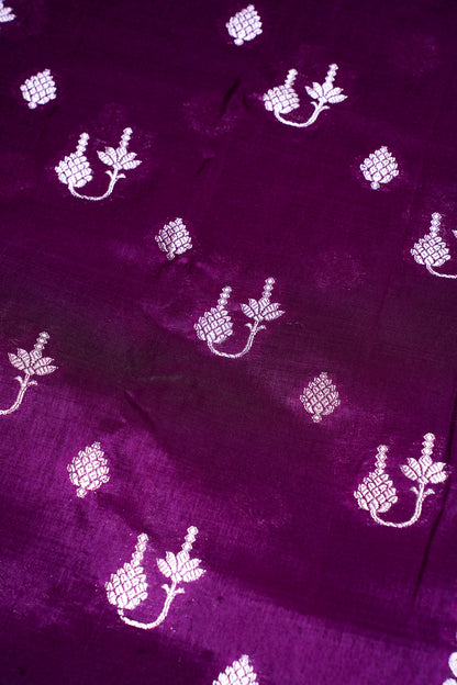 Plum Purple Warm Silk Banarasi Buta Saree