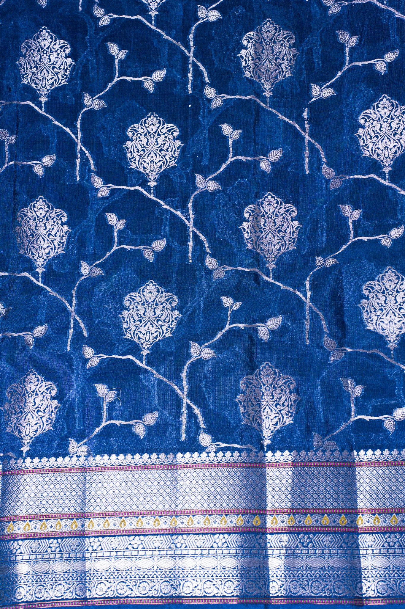 Royal Blue Warm Silk Banarasi Jaal Saree