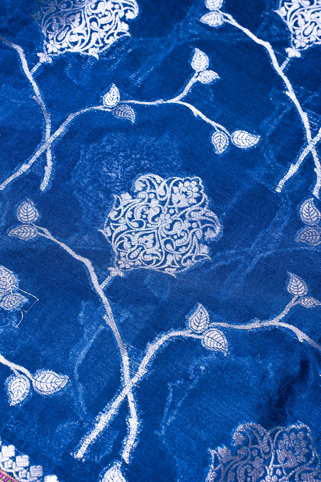 Royal Blue Warm Silk Banarasi Jaal Saree