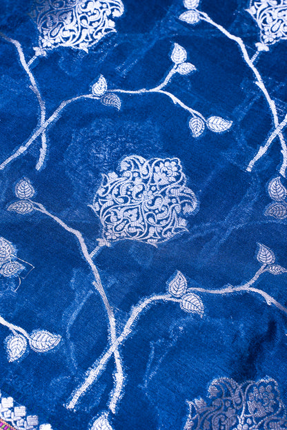Royal Blue Warm Silk Banarasi Jaal Saree