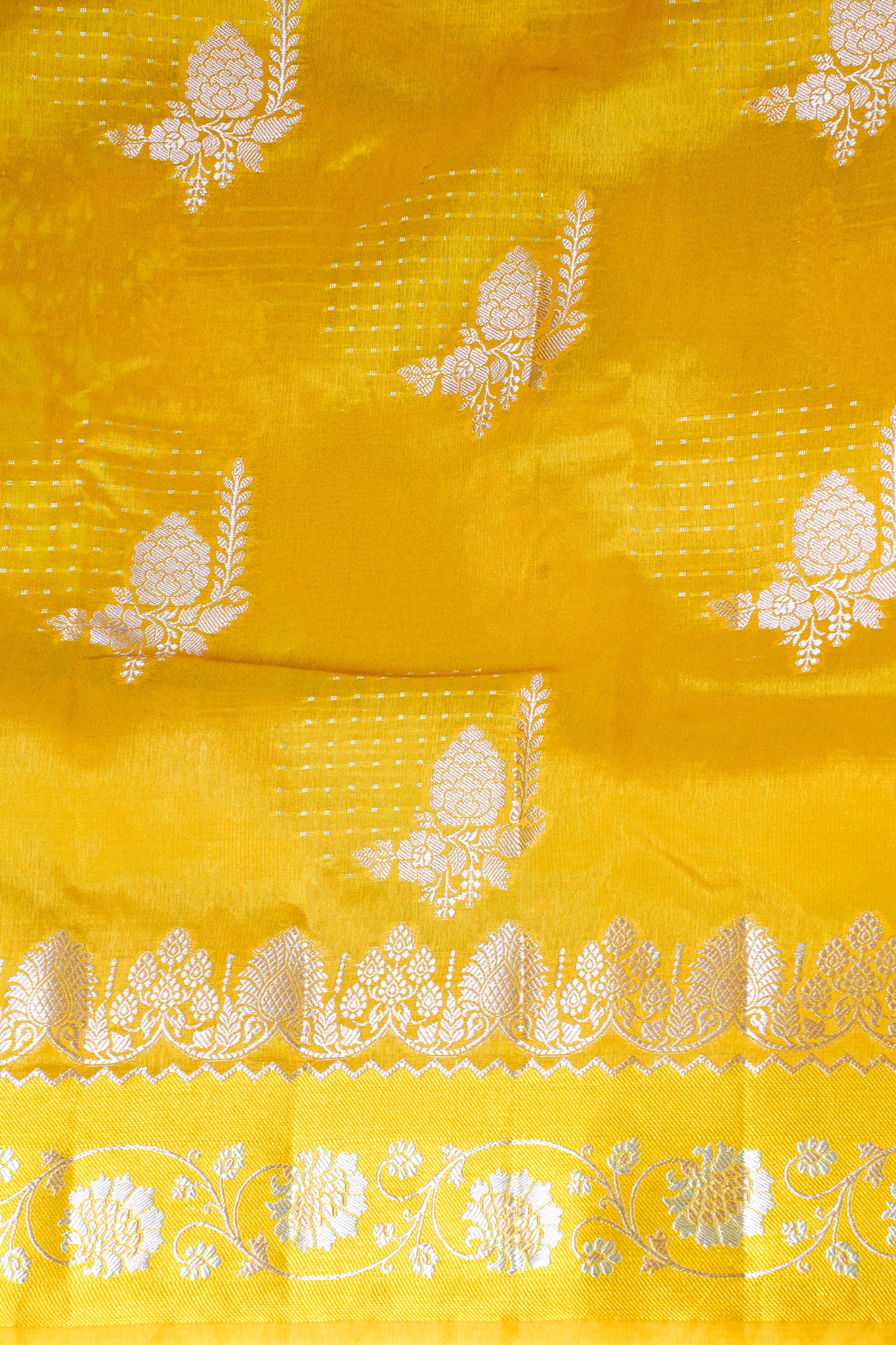 Mustard Yellow Warm Silk Banarasi Buta Saree